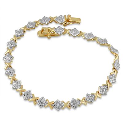 Diamond Bracelet in 18K Gold Plated Brass