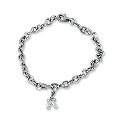 Diamond X Charm Bracelet in .925 Sterling Silver 
