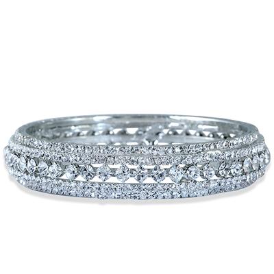 White Crystal Estate Bangle Bracelet