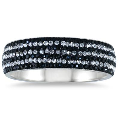 Black Rhinestone and White Crystal Bangle 