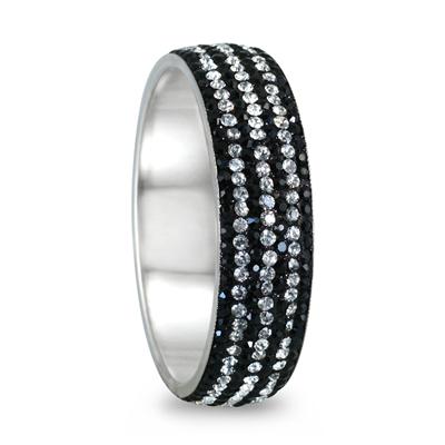 Black Rhinestone and White Crystal Bangle 