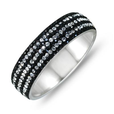 Black Rhinestone and White Crystal Bangle 
