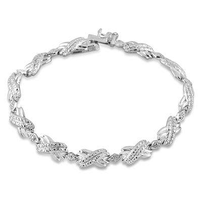 Diamond Bracelet in Rhodium Plated Brass