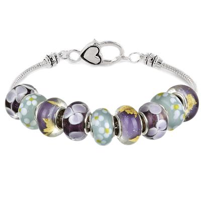 Floral Pastel Glass Bead Charm Bracelet
