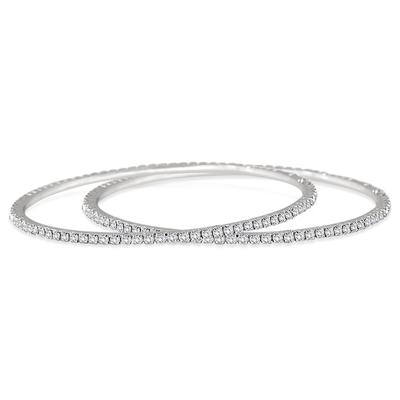 White Crystal Art Deco Large Bangle Bracelets