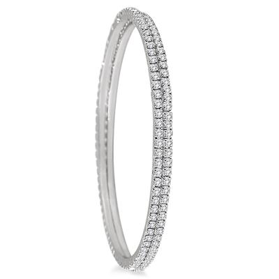 White Crystal Art Deco Large Bangle Bracelets