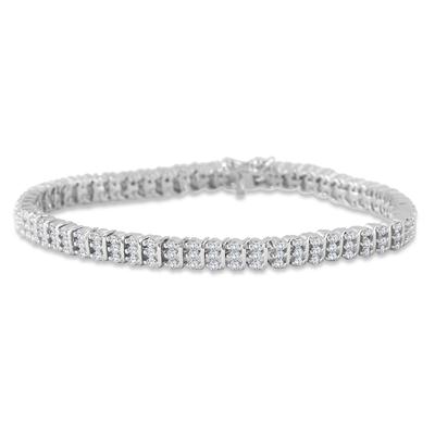 2.25 Carat Diamond Tennis Bracelet in .925 Sterling Silver 