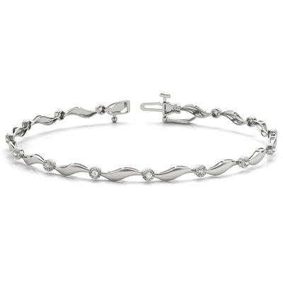 Diamond Wave Bracelet in 10K White Gold