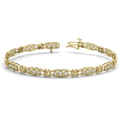 1/3 Carat TW Diamond Three Stone Bracelet in 10K Yellow Gold