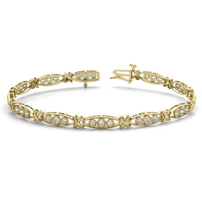 1/3 Carat TW Diamond Three Stone Bracelet in 10K Yellow Gold 