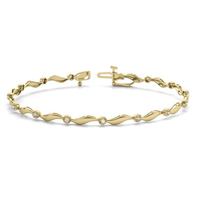 Diamond Accent Wave Bracelet in 10K Yellow Gold