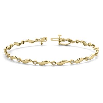 Diamond Accent Wave Bracelet in 10K Yellow Gold 