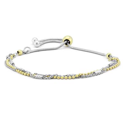 Two-Tone Bolo Bracelet in .925 Sterling Silver