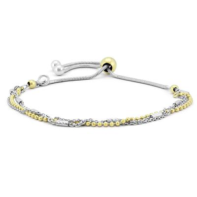 Two-Tone Bolo Bracelet in .925 Sterling Silver 