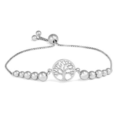 Tree of Live Beaded Bolo Bracelet in .925 Sterling Silver
