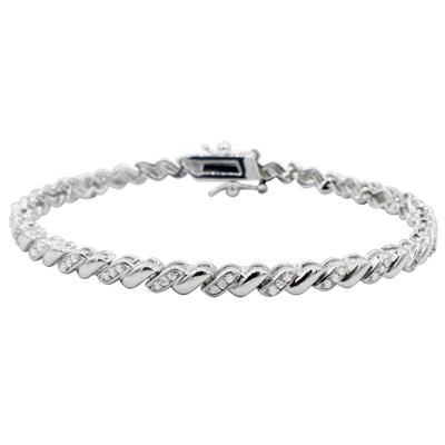 1 Carat Rose Cut Diamond Twist Bracelet in Rhodium plated Brass