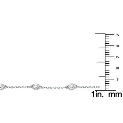 1/2 Carat TW Bezel Set Genuine Diamond Station Bracelet in 14K White Gold