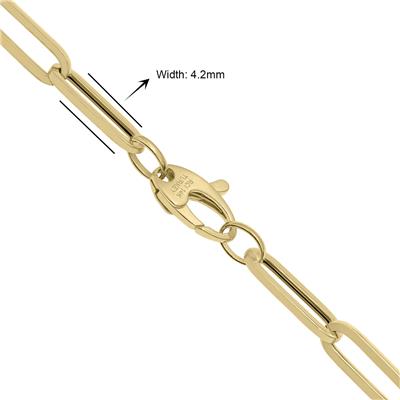 14K Yellow Gold 4.2MM Paperclip Bracelet With Lobster Clasp