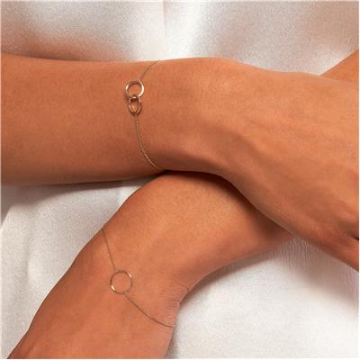 14K Solid Rose Gold Circle Bracelet