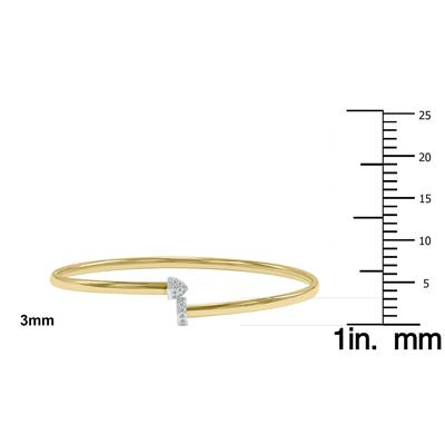 14K Gold Two Tone Polished Hardware Nail Bangle with Diamond