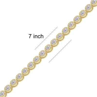 5 Carat TW Bezel Set Lab Grown Diamond Bracelet in 14K Yellow Gold