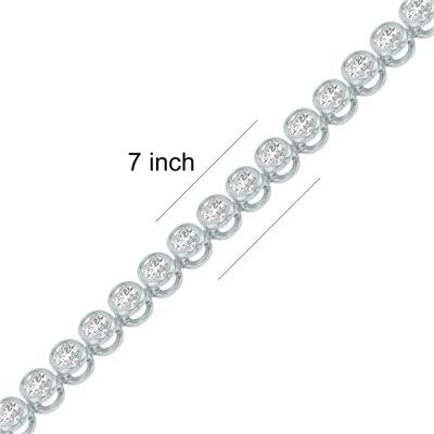5 Carat TW Oval Shape Lab Grown Diamond Bezel Set Bracelet in 14K White Gold