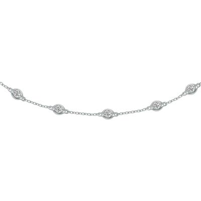 1/2 Carat TW Bezel Set Lab Grown Diamond Station Bracelet in 14K White Gold