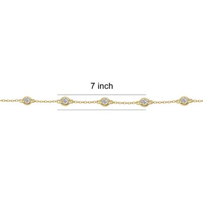 1/2 Carat TW Bezel Set Lab Grown Diamond Station Bracelet in 14K Yellow Gold