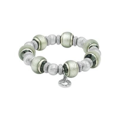Mint Green Murano Glass Bead with Sterling Silver Roundels Bracelet
