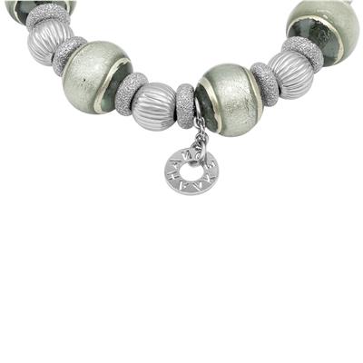 Mint Green Murano Glass Bead with Sterling Silver Roundels Bracelet