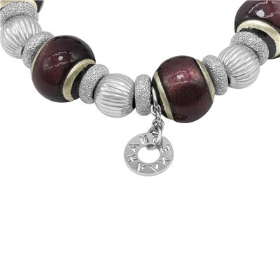 Naldina Wine Burgundy Murano Glass Bead Bracelet with Sterling Silver Roundels
