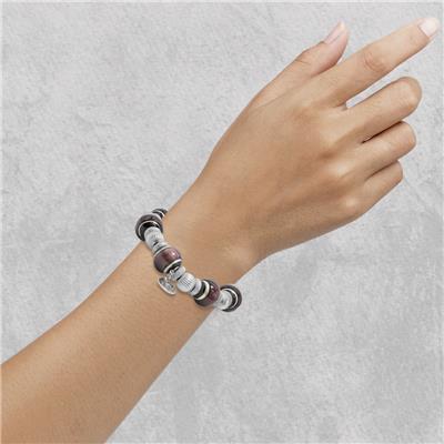 Naldina Wine Burgundy Murano Glass Bead Bracelet with Sterling Silver Roundels
