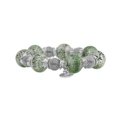 Silvana Silver Bead Bracelet with Emerald Green Murano Glass and Silver Rondelles