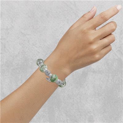 Silvana Silver Bead Bracelet with Emerald Green Murano Glass and Silver Rondelles