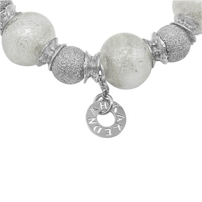 Gisella Snow White Murano Glass and Silver Bead Bracelet with Rondelles