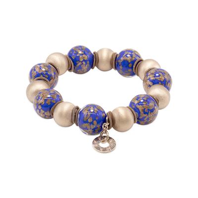 Magda Rose Beads and Deep Lapis Blue Murano Glass Bracelet