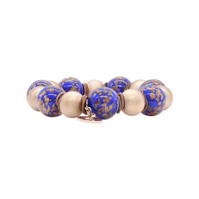 Magda Rose Beads and Deep Lapis Blue Murano Glass Bracelet