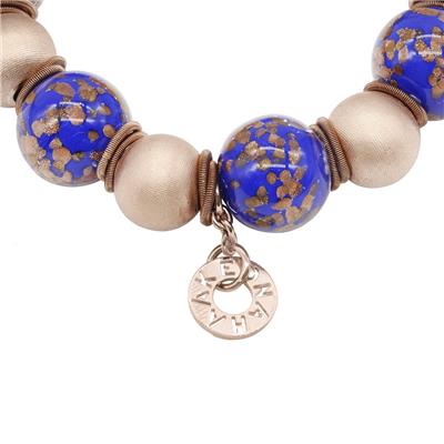 Magda Rose Beads and Deep Lapis Blue Murano Glass Bracelet