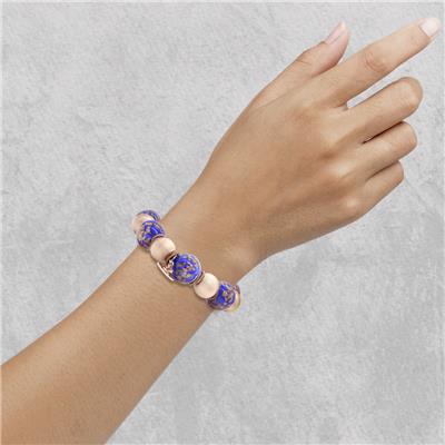 Magda Rose Beads and Deep Lapis Blue Murano Glass Bracelet