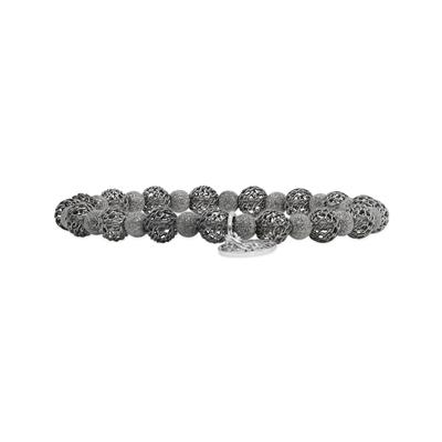 Rete Nera - Black Woven Beads and Black Laser-Cut Beads Bracelet