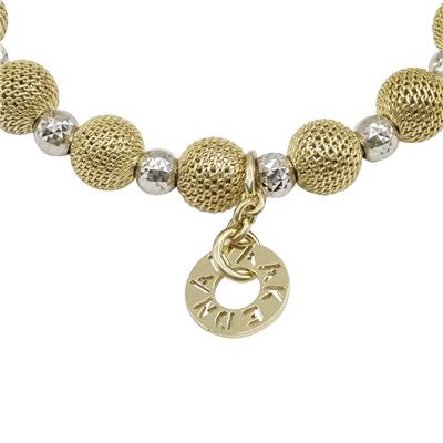 Borsa Gialla Gold Woven Beads and Silver Disco Beads Bracelet