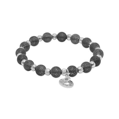 Borsa Nera Black Woven Beads and Silver Disco Beads Bracelet