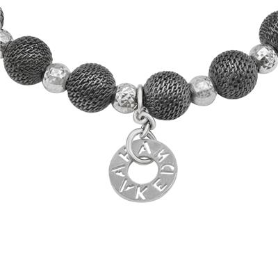 Borsa Nera Black Woven Beads and Silver Disco Beads Bracelet