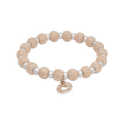 Rose Laser Beads and Silver Satin Beads Elegant Bracelet