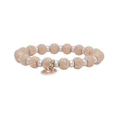 Rose Laser Beads and Silver Satin Beads Elegant Bracelet
