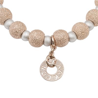 Rose Laser Beads and Silver Satin Beads Elegant Bracelet