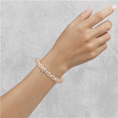 Rose Laser Beads and Silver Satin Beads Elegant Bracelet