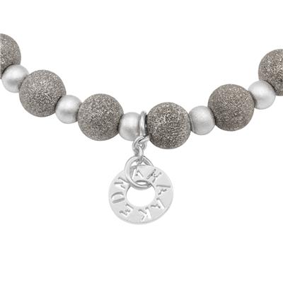 Black Laser Beads with Silver Satin Zsatos Bracelet