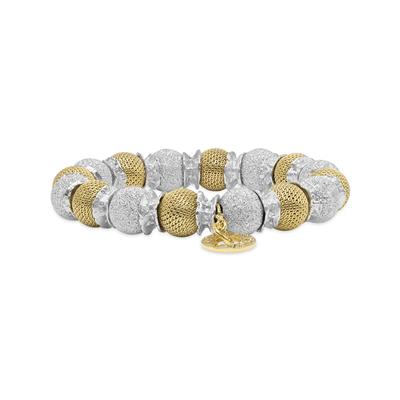 Silver and Gold Laser Beads with Silver Roundelle Bracelet