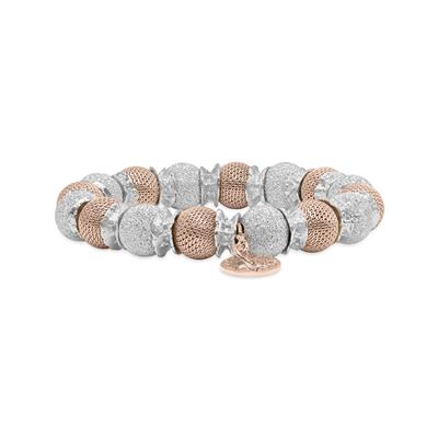 Silver and Rose Laser Beads with Silver Roundels Bracelet